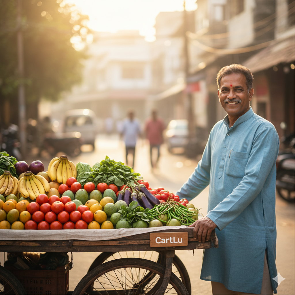 Happy hawker with their cart